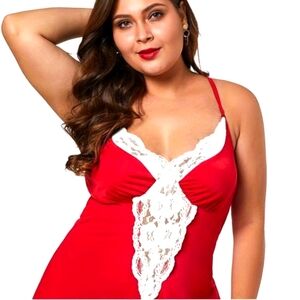 🔴⚪️ Red and white lace women's plus babydoll 🔴⚪️
